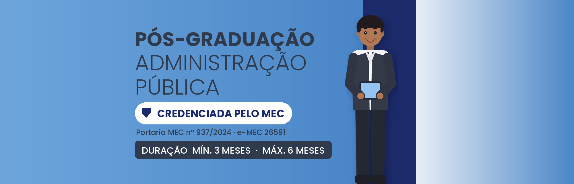 Pós em Administração Pública EAD: 570h em 3 a 6 Meses
