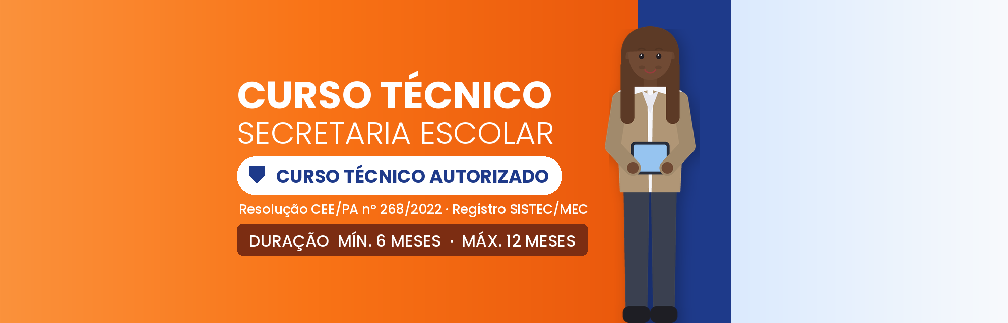 Capa do curso Técnico em Secretaria Escolar EAD: 800h em 6 a 12 Meses