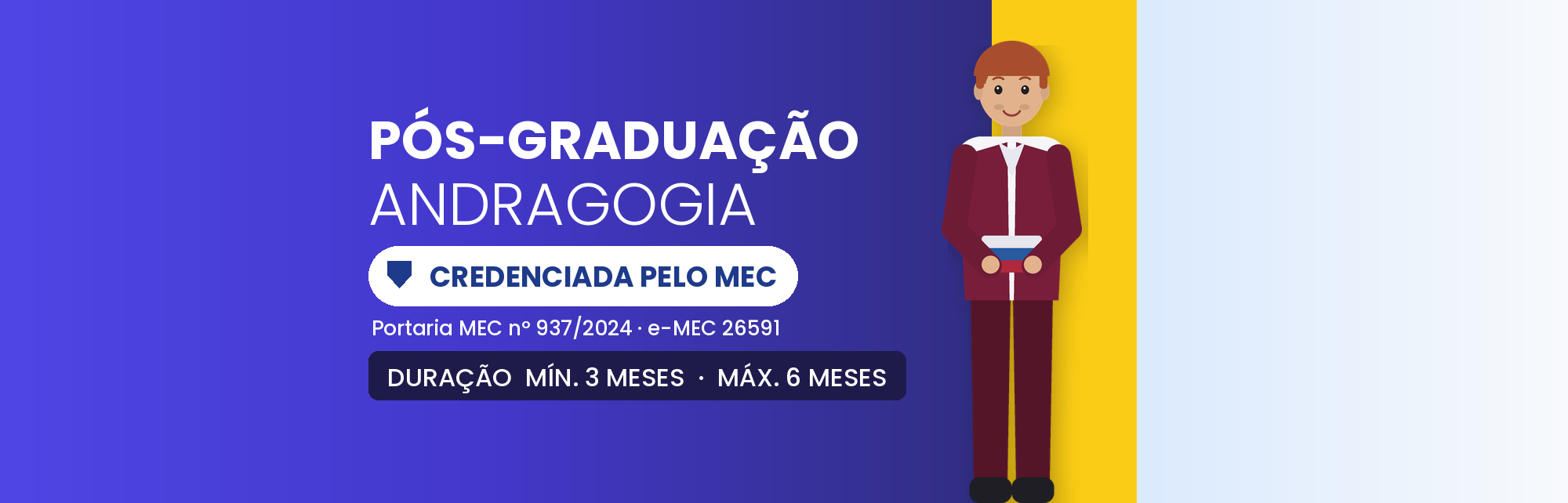 Pós-Graduação em Andragogia EAD: 360h em 3 a 6 Meses