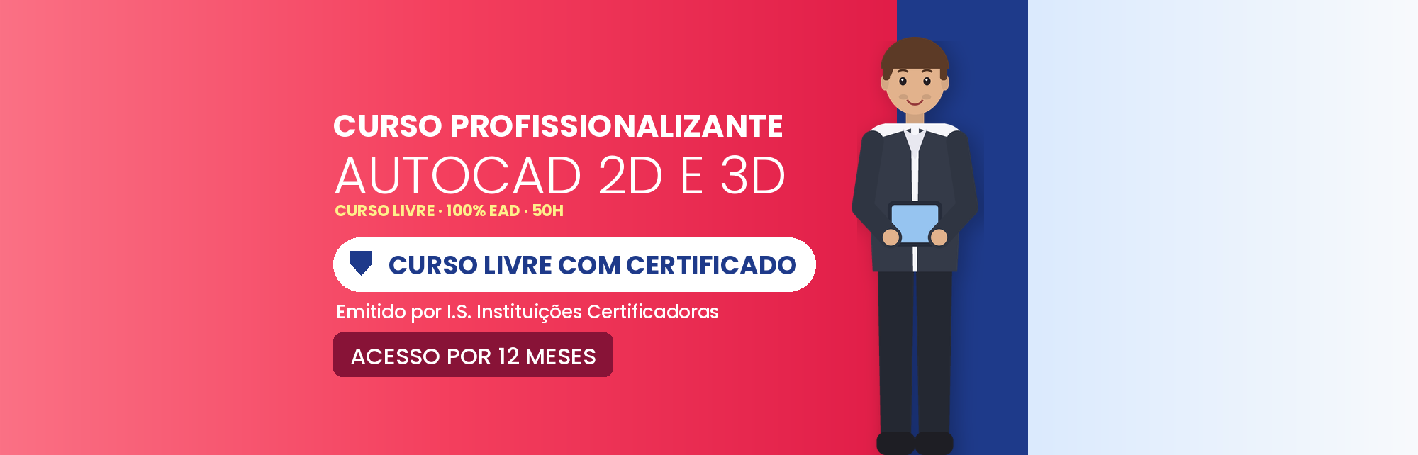 Curso Profissionalizante de AutoCAD 2D e 3D: 50h EAD