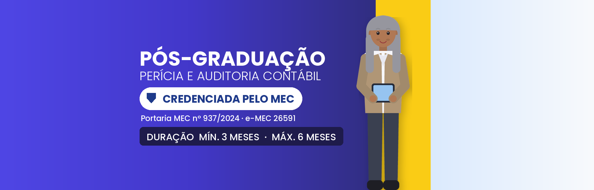 Capa do curso Pós em Perícia e Auditoria Contábil EAD: 570h, 12 Meses