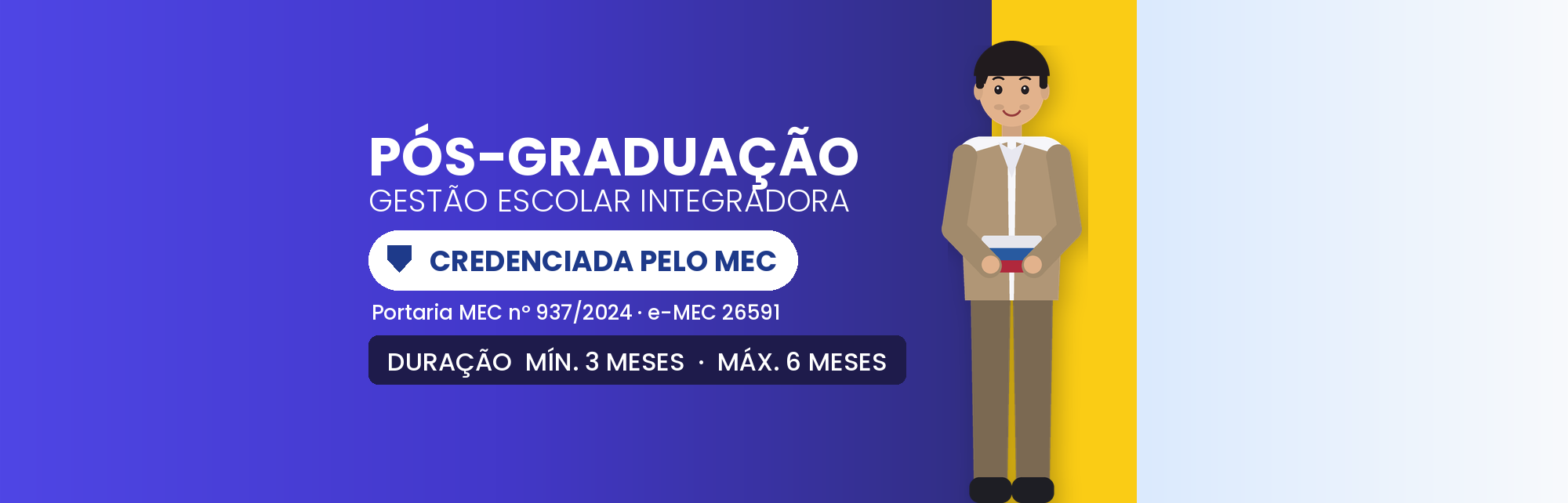 Pós em Gestão Escolar Integradora EAD: 360h em 3 a 6 Meses
