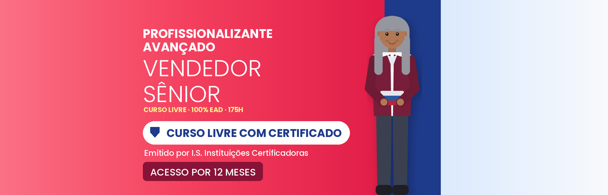 Capa do curso Curso Profissionalizante Avançado em Vendedor Sênior EAD