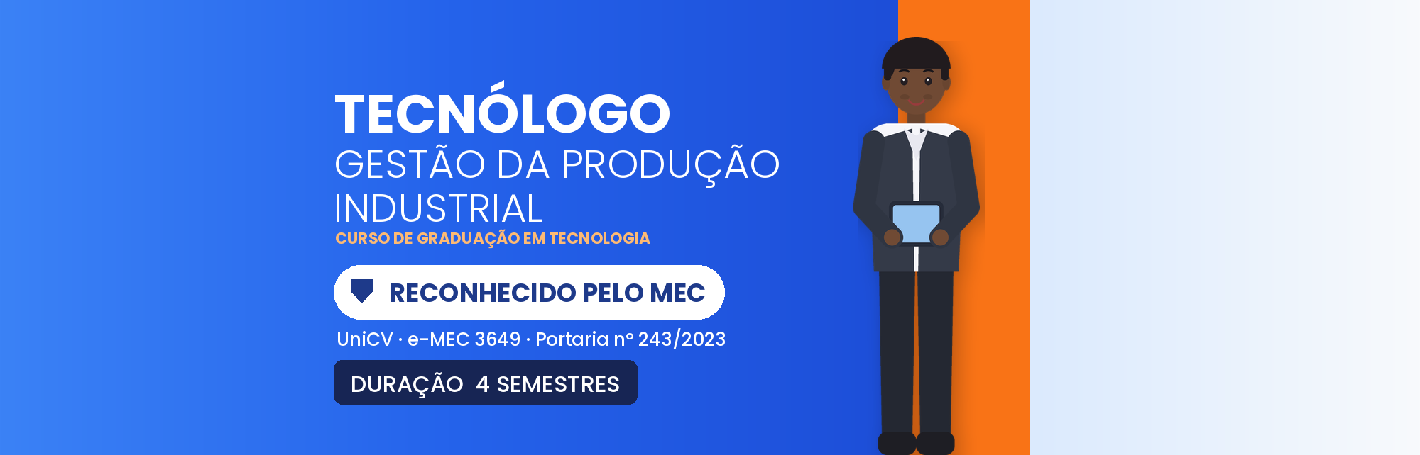 Capa do curso Tecnólogo em Gestão da Produção Industrial EAD | MEC