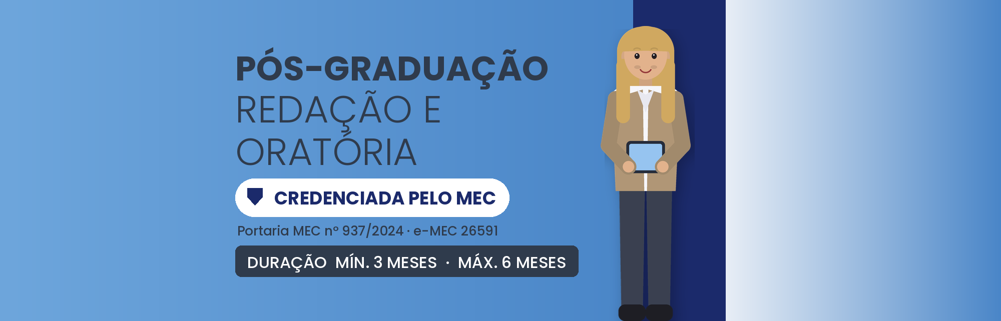 Pós-Graduação em Redação e Oratória EAD: 360h em 3 a 6 Meses