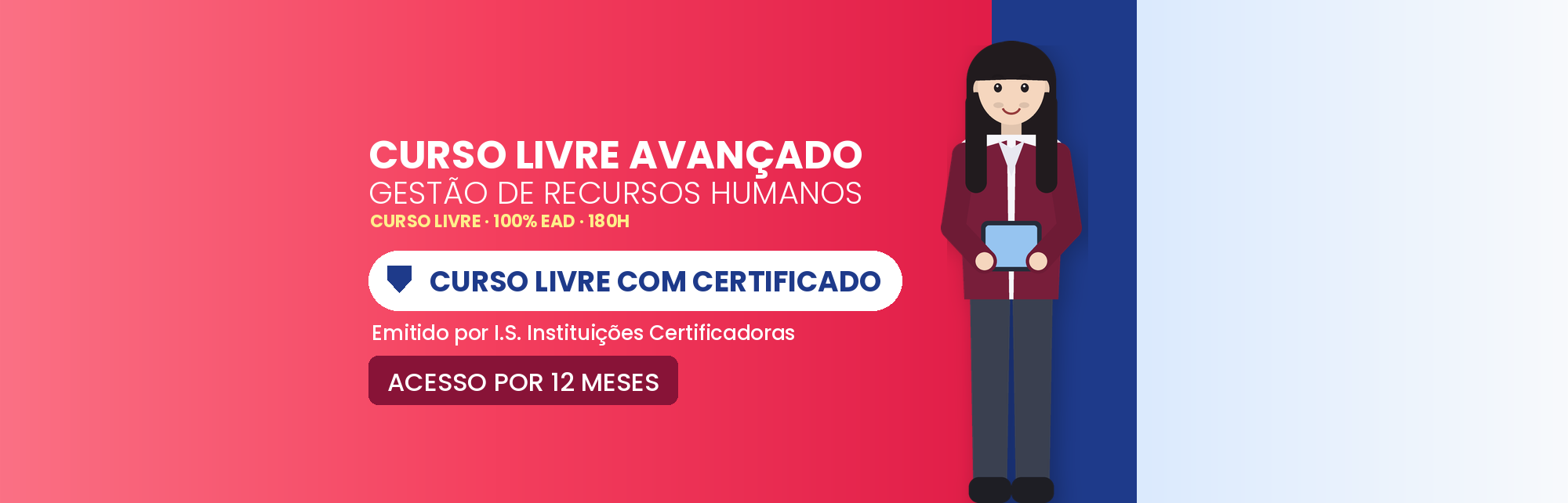 Curso Livre Avançado em Gestão de Recursos Humanos EAD: 180h