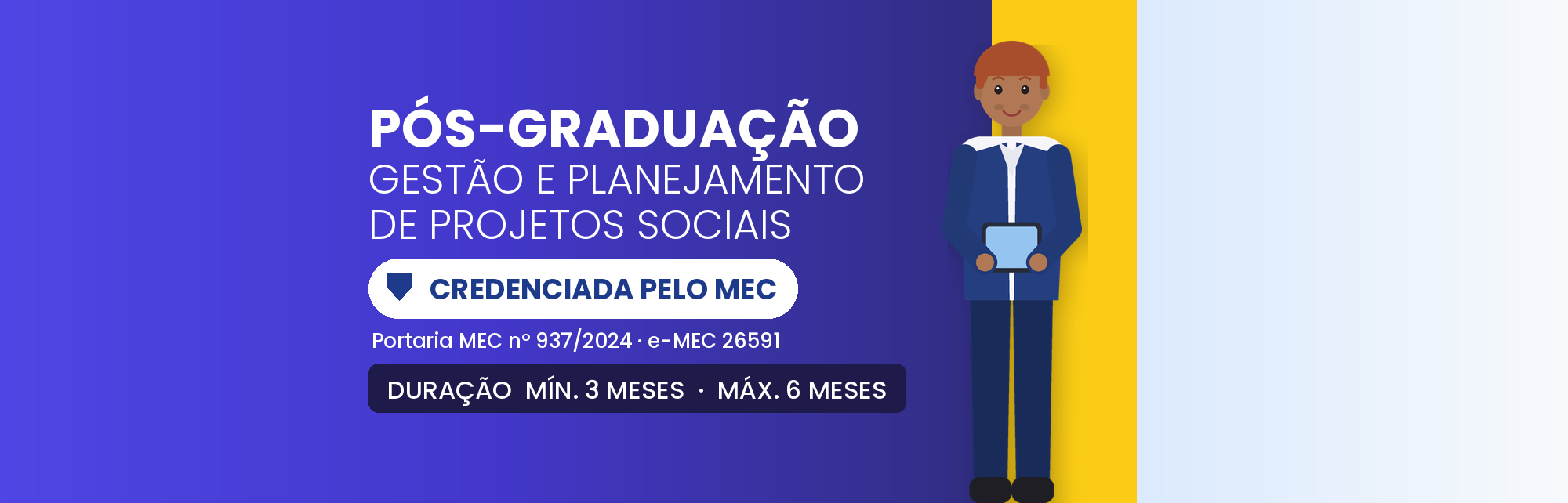 Capa do curso Pós em Gestão e Planejamento de Projetos Sociais: 570h