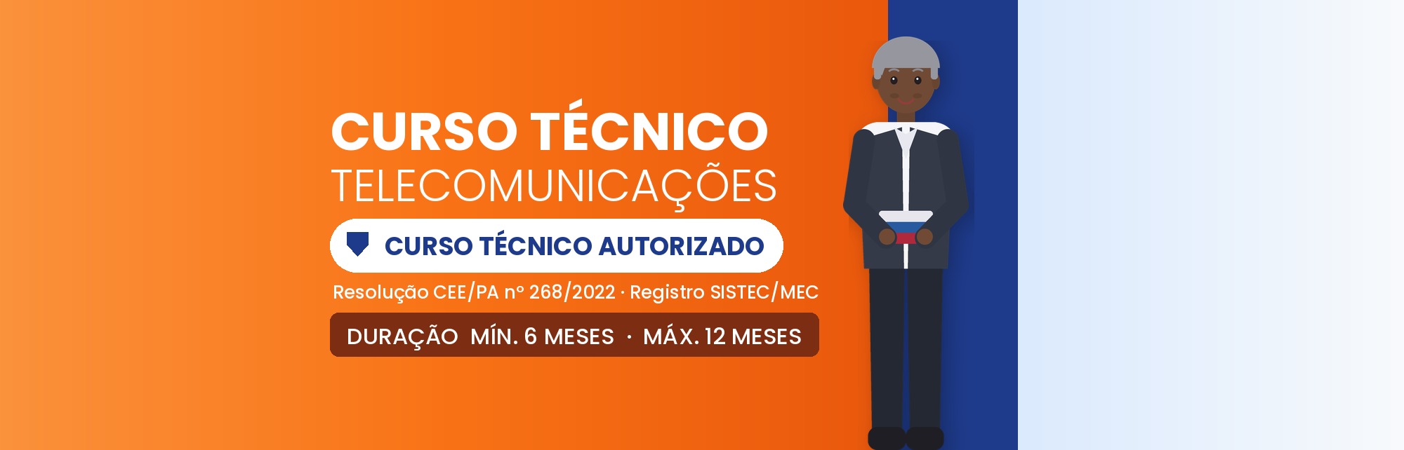 Capa do curso Técnico em Telecomunicações EAD: 1.440h em 6 a 12 Meses