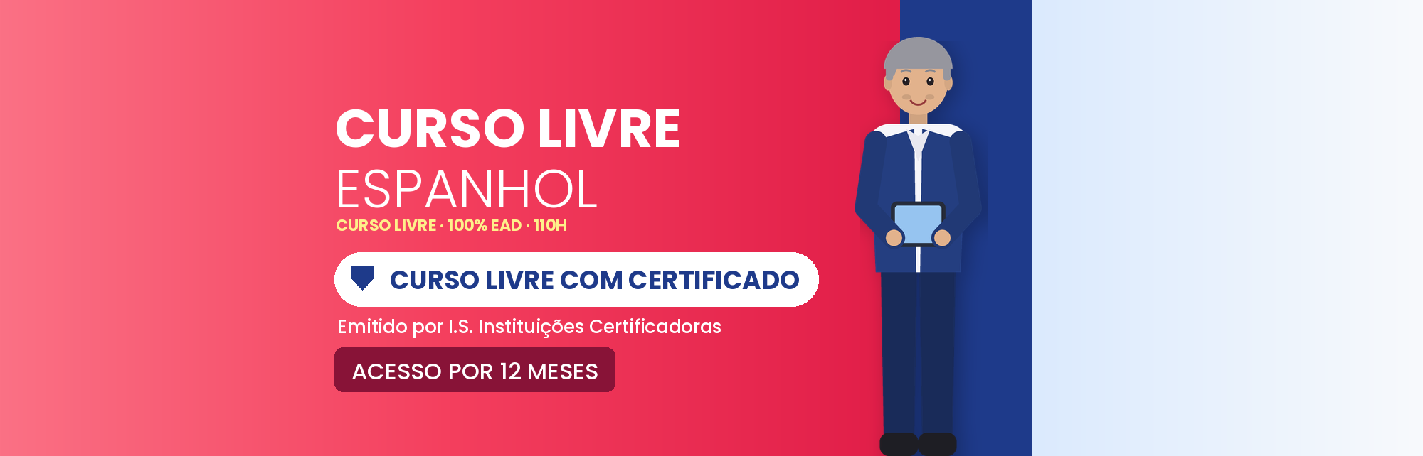 Capa do curso Curso Livre de Espanhol EAD: Vocabulário, Gramática e Verbos