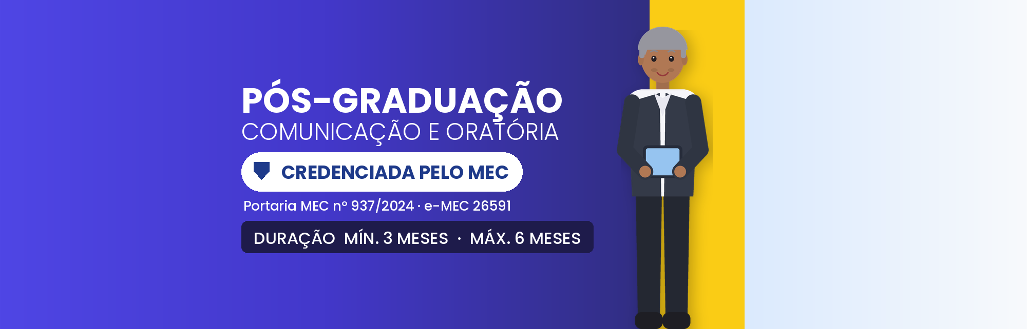 Capa do curso Pós-Graduação em Comunicação e Oratória EAD com 570h